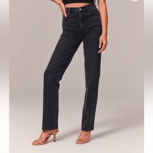 Abercrombie & Fitch The '90s Straight Ultra High Rise Black Jeans